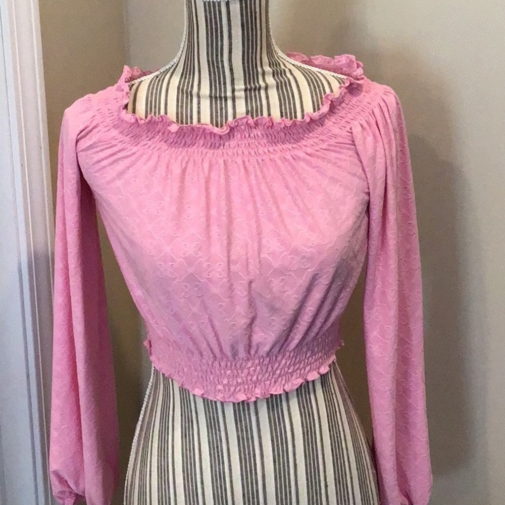 H&M Divided Crop Top Long Sleeve Pink Top Size XSmall